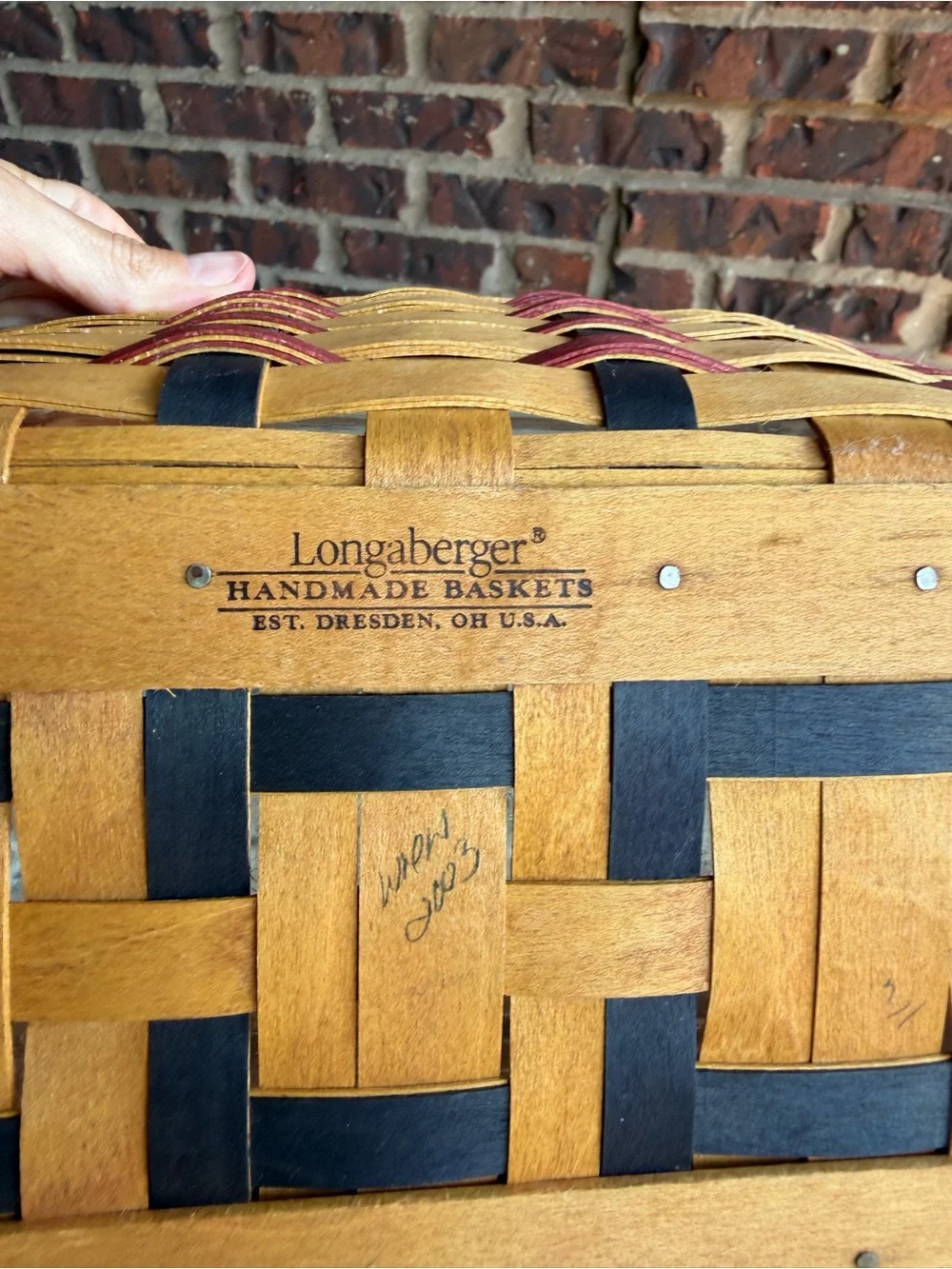 Longaberger Patriotic Basket Red White Blue Star Swing Handle Liner